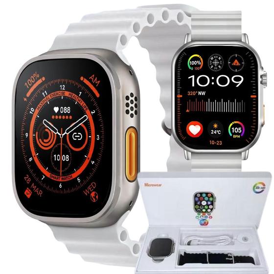 Imagem de Relógio inteligente Smartwatch Wearmax W69+ PLUS Gen 2 Amoled Microwear lançamento NFC assistente inteligencia artificial chat GPT + 2 Pulseiras