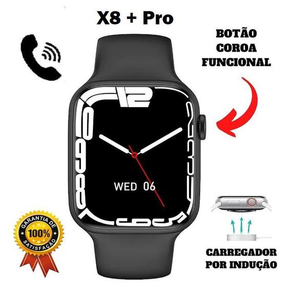 Relogio Inteligente Smartwatch X8 + Pro 2022 - Faz e recebe ligação - Bateria 7 dias - carregador por indução Menor preço em Relogio Inteligente Smartwatch X8 + Pro 2022 - Faz e recebe ligação - Bateria 7 dias - carregador por indução