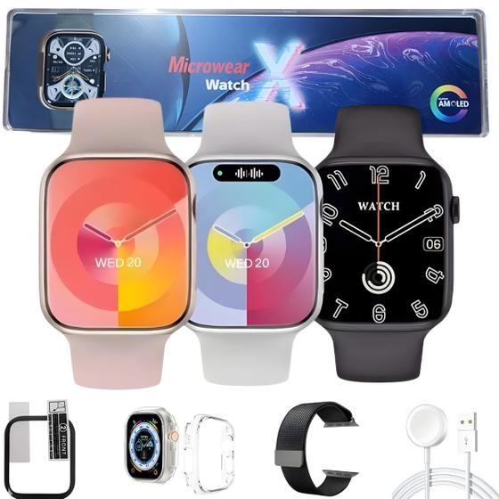 Imagem de Relogio Inteligente Watch X Smartwatch Bluetooth Masculino Feminino C/Pulseira Extra Pelicula Case