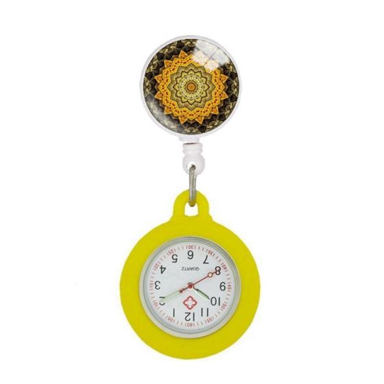 Relógio Lapela Enfermagem Mandala Analógico Cordão Tipo Ioiô - Memory Watch Imagem de Relógio Lapela Enfermagem Mandala Analógico Cordão Tipo Ioiô