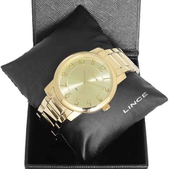 Imagem de Relogio Lince Feminino Analogico Dourado com Numeros