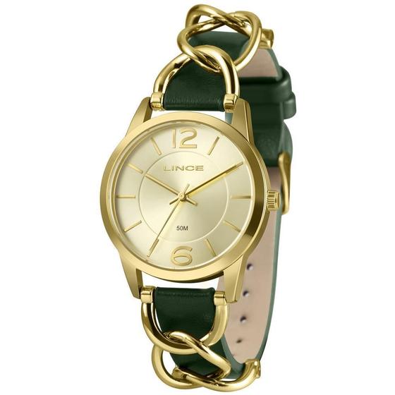 Imagem de Relógio Lince Feminino Dourado 38mm Resistente à Água 50m