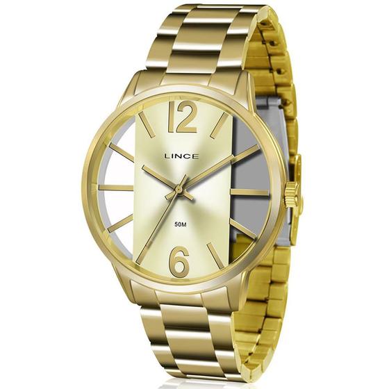 Imagem de Relógio LINCE feminino dourado transparente LRG608L C2KX