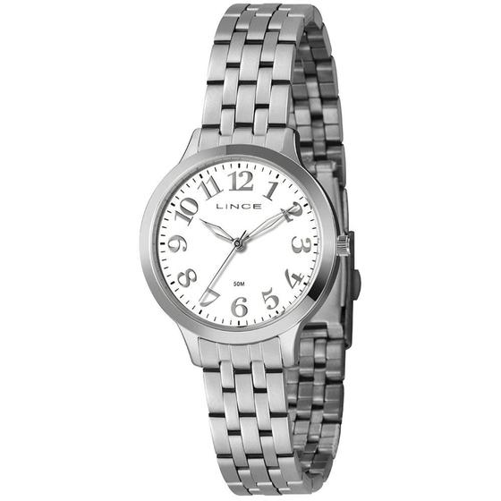 Imagem de Relogio Lince Feminino prata branco com numeros a prova dagua LRM4741L34 B2SX