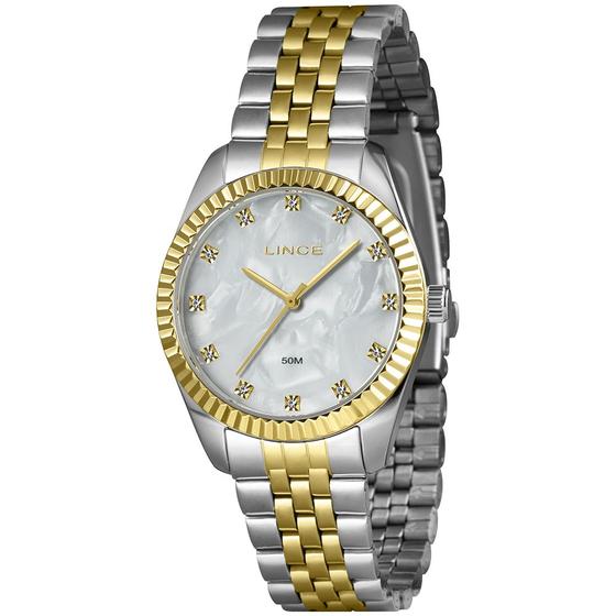 Imagem de Relogio Lince Feminino prata dourado bicolor strass prova dagua LRTJ152L36 S1SK