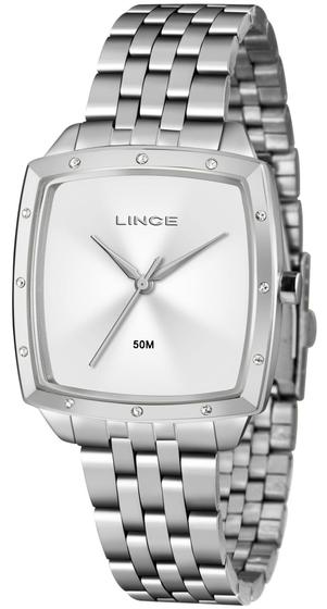 Imagem de Relógio LINCE feminino quadrado prata strass LQM620L S1SX