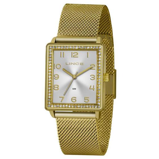 Imagem de Relógio Lince Feminino Ref: Lqg4665l S2kx Retangular Dourado