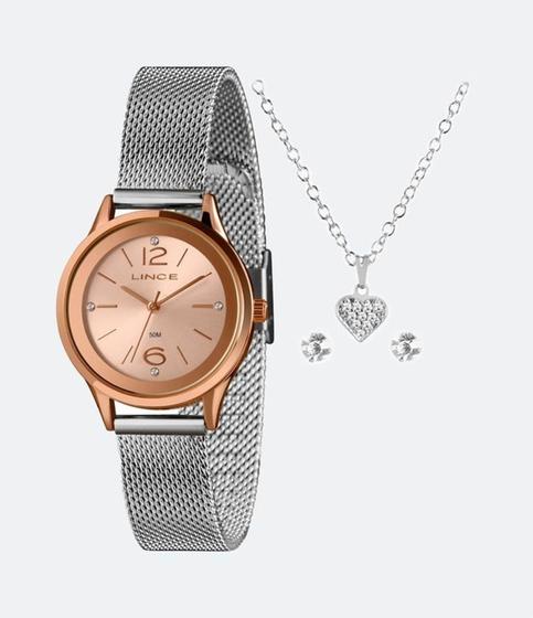 Imagem de Relogio Lince femino Rose com pulseira de aço LRTH182L30