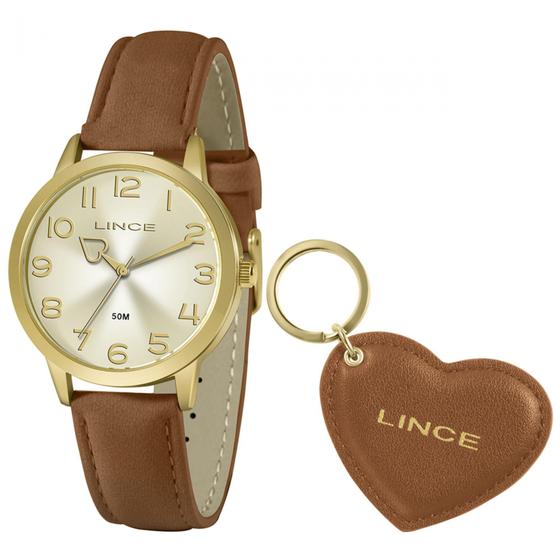 Imagem de Relógio Lince Lrc4671L Kn26 Feminino Dourado Pulseira Couro