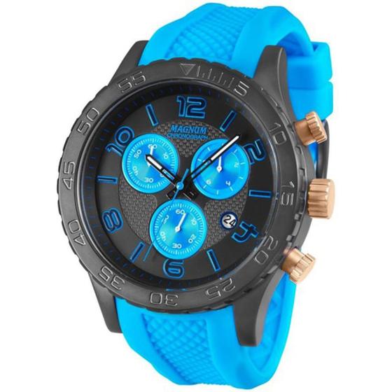 Imagem de Relógio MAGNUM masculino cronógrafo azul silicone MA33504F