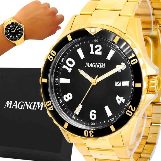Imagem de Relógio Magnum Masculino Dourado 2 Anos Garantia Original
