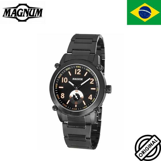 Relógio Masculino Preto Pulseira Couro Magnum Ma31542J