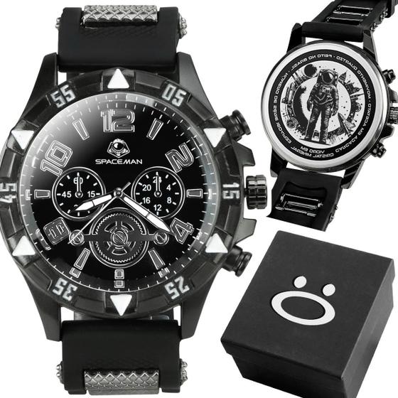 Imagem de Relogio Masculino Aço Inox Silicone Preto + Caixa Premium silicone ponteiro ajustavel autentico qualidade premium social
