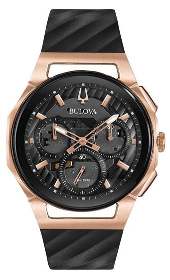 Imagem de Relógio Masculino Bulova Curv Silicone Preto/Rosegold 98A185