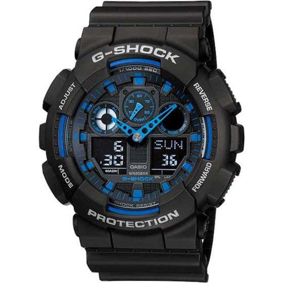 Imagem de Relógio Masculino Casio Ana/Digi Preto Azul GA-100-1A2DR