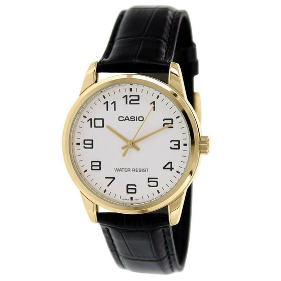 Imagem de Relógio Masculino Casio Mtp-V001Gl 7Bu Dourado Couro Preto