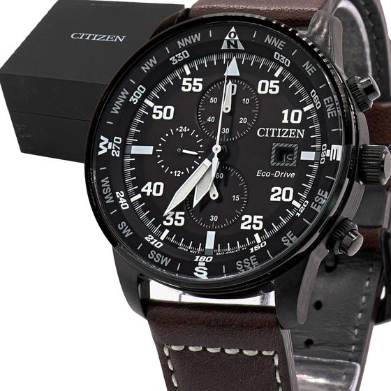 Imagem de Relógio Masculino Citizen Eco-Drive Cronógrafo Preto Couro Original Prova D'água Garantia 2 anos TZ31132D