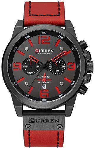 Imagem de Relógio masculino com pulseira de couro clássico, mostrador sanduíche, casual, de aço inoxidável, à prova d'água, cronóg
