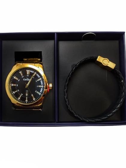 Imagem de Relógio masculino condor analógico dourado speed com pulseira social inox