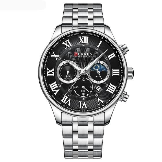 Imagem de Relógio Masculino Curren 8427 Aço Inoxidável Silver Black