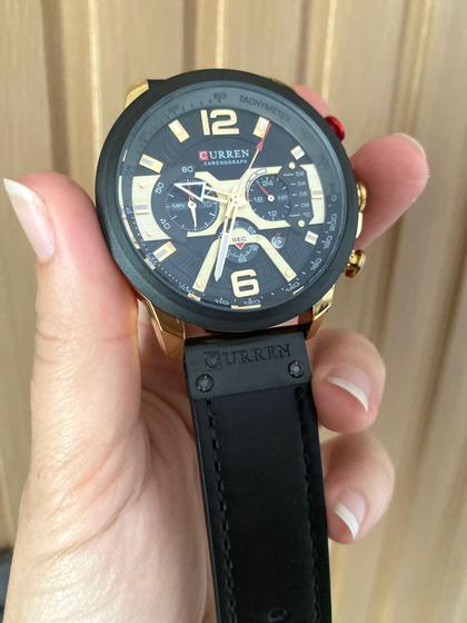 Imagem de - relógio masculino curren pulseira em couro com calendário + cronógrafo