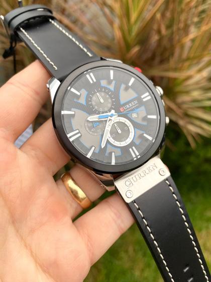 Imagem de - relógio masculino curren pulseira em courocom calendário