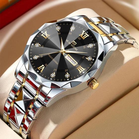 Imagem de Relógio Masculino de Luxo - Quartzo, Aço Inoxidável Azul e Ouro, 41mm, com Brilho Noturno