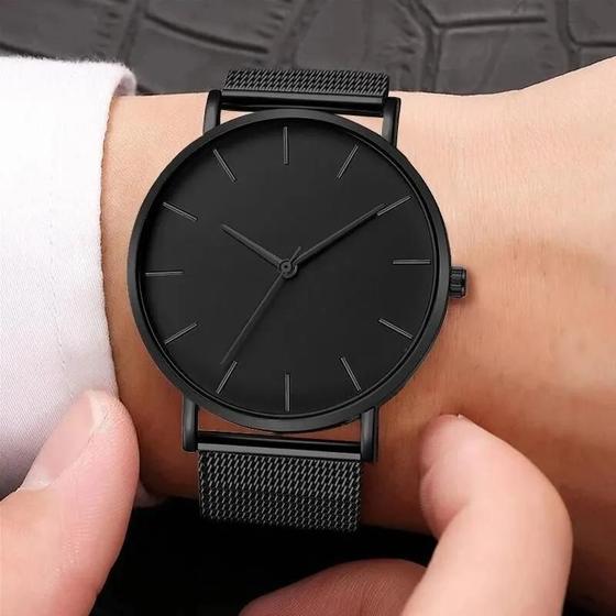 Imagem de Relógio Masculino de Quartzo Ultrafino e Minimalista - Pulseira de Malha de Aço Inoxidável