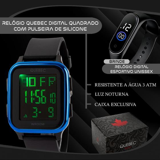 Imagem de Relógio Masculino Digital DG009 - Preto e Azul  + Relógio M4