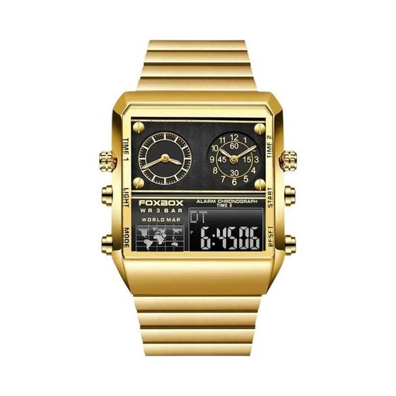 Imagem de Relógio Masculino Digital Foxbox - Design Quadrado de Luxo com Display de Quartzo