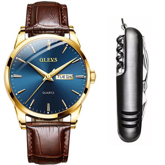 Imagem de Relógio Masculino Dourado Casual Pulseira  Luxo + Acessório