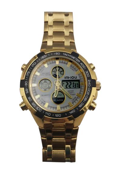 Imagem de Relógio Masculino dourado Digital grande esportivo Prova D'água