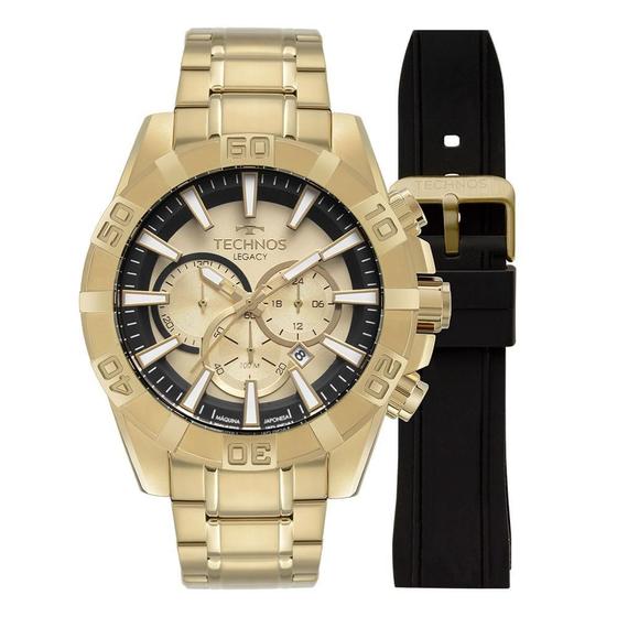 Imagem de Relógio Masculino Dourado Multifunção - Pulseira Aço