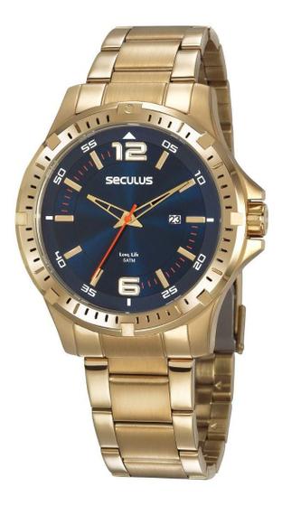 Imagem de Relógio masculino dourado Seculus Long Life 20788GPSVDA4