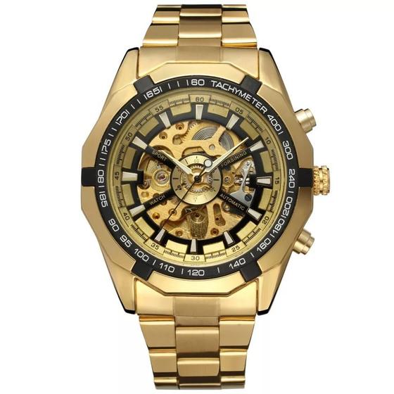 Relógio masculino Luxo Forsining 340 Inox Automático Esqueletizado dourado skeleton social Menor preço em Relógio masculino Luxo Forsining 340 Inox Automático Esqueletizado dourado skeleton social