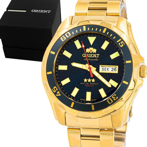 Imagem de Relogio Masculino Orient Automático Analogico Aço Inoxidavel Dourado Social Original Resistente a Agua 1 Ano de Garantia RO469GP078FD1KX