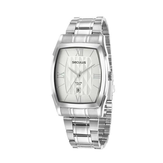 Relógio Masculino Prata Quadrado Seculus com Data Original Menor preço em Relógio Masculino Prata Quadrado Seculus com Data Original