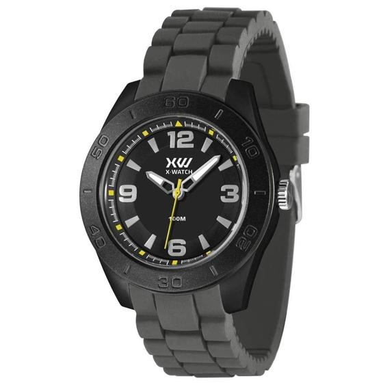 Imagem de Relógio Masculino Preto Cinza Silicone Prova D'Água X-Watch