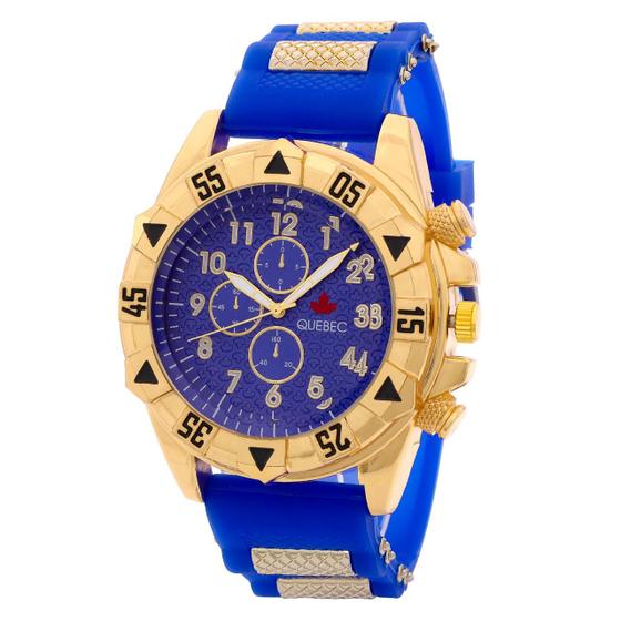 Imagem de Relógio Masculino QUEBEC Analógico QB004 - Azul e Dourado