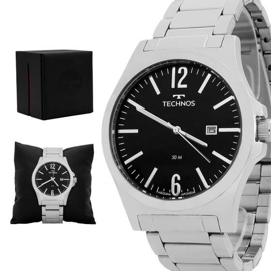 Relogio Masculino Technos Analogico Aço Inoxidavel Prata Classic Steel Visor Preto Original Resistente a Agua 1 Ano de Garantia 16042294277 Menor preço em Relogio Masculino Technos Analogico Aço Inoxidavel Prata Classic Steel Visor Preto Original Resistente a Agua 1 Ano de Garantia 16042294277