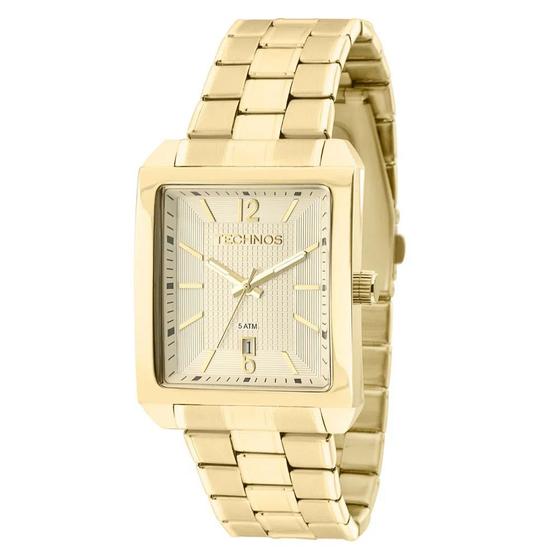 Imagem de Relógio Masculino Technos Steel Retrô Dourado Modelo Quadrado Analógico Original Resistente a Agua 2115KOB/1D