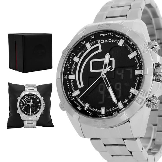 Imagem de Relogio Masculino Technos Tachymeter Sport Analogico Aço Inoxidavel Prata Original Resistente a Agua 1 Ano de Garantia RT3496AB1K