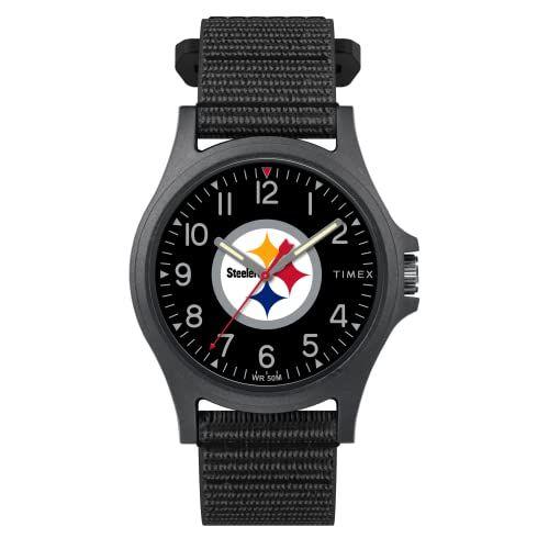 Imagem de Relógio masculino Timex NFL Pride 40 mm - Pittsburgh Steelers com pulseira preta FastWrap