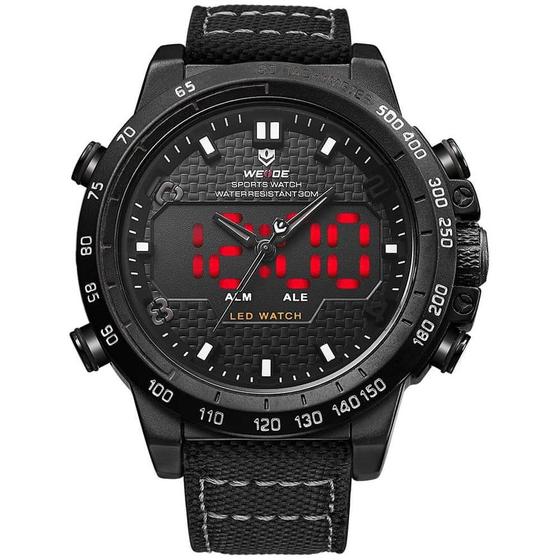 Imagem de Relógio masculino weide 6102 analógico e digital preto led pulseira especial