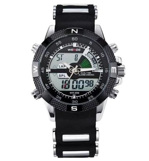 Imagem de Relógio Masculino Weide Anadigi WH-1104 Prata Com Preto