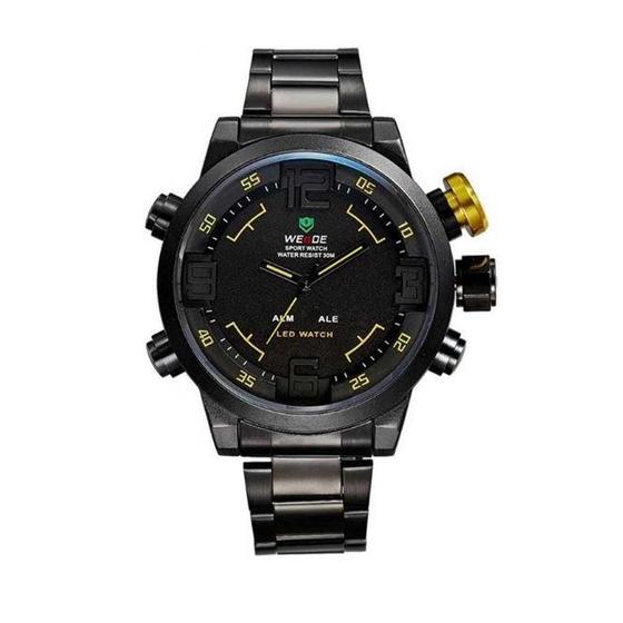 Imagem de Relógio Masculino Weide Anadigi WH-2309B 10000 Preto/Amarelo