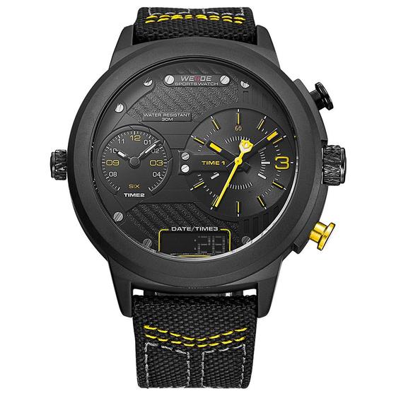 Imagem de Relógio Masculino Weide AnaDigi WH6405B Preto e Amarelo