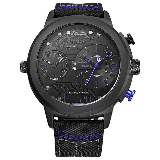 Imagem de Relógio Masculino Weide Anadigi Wh6405B - Preto E Azul