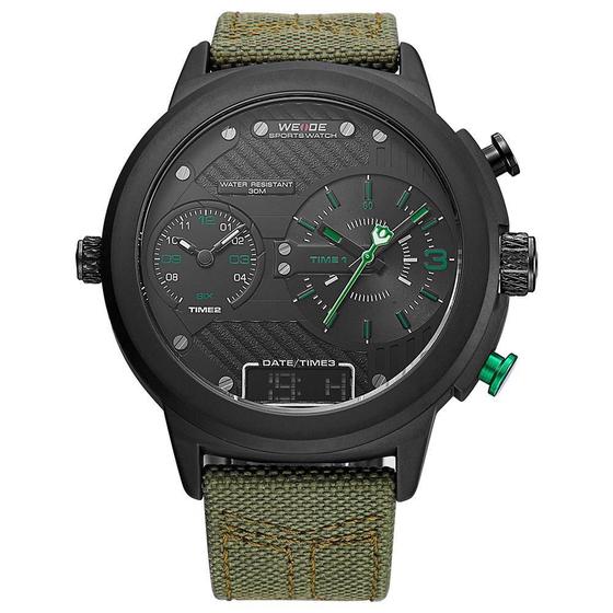 Imagem de Relógio Masculino Weide Anadigi Wh6405B - Preto E Verde