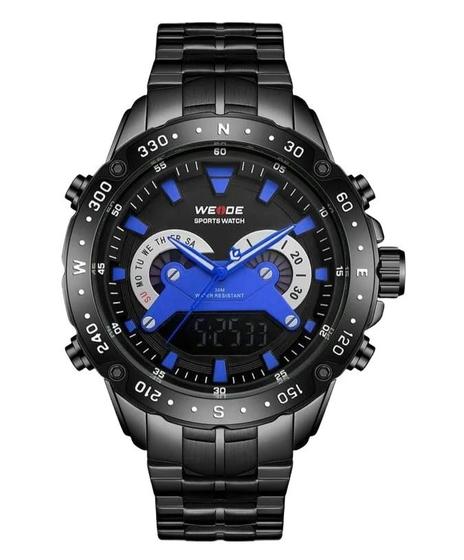 Imagem de Relógio Masculino Weide Anadigi WH8501B Preto Com ul